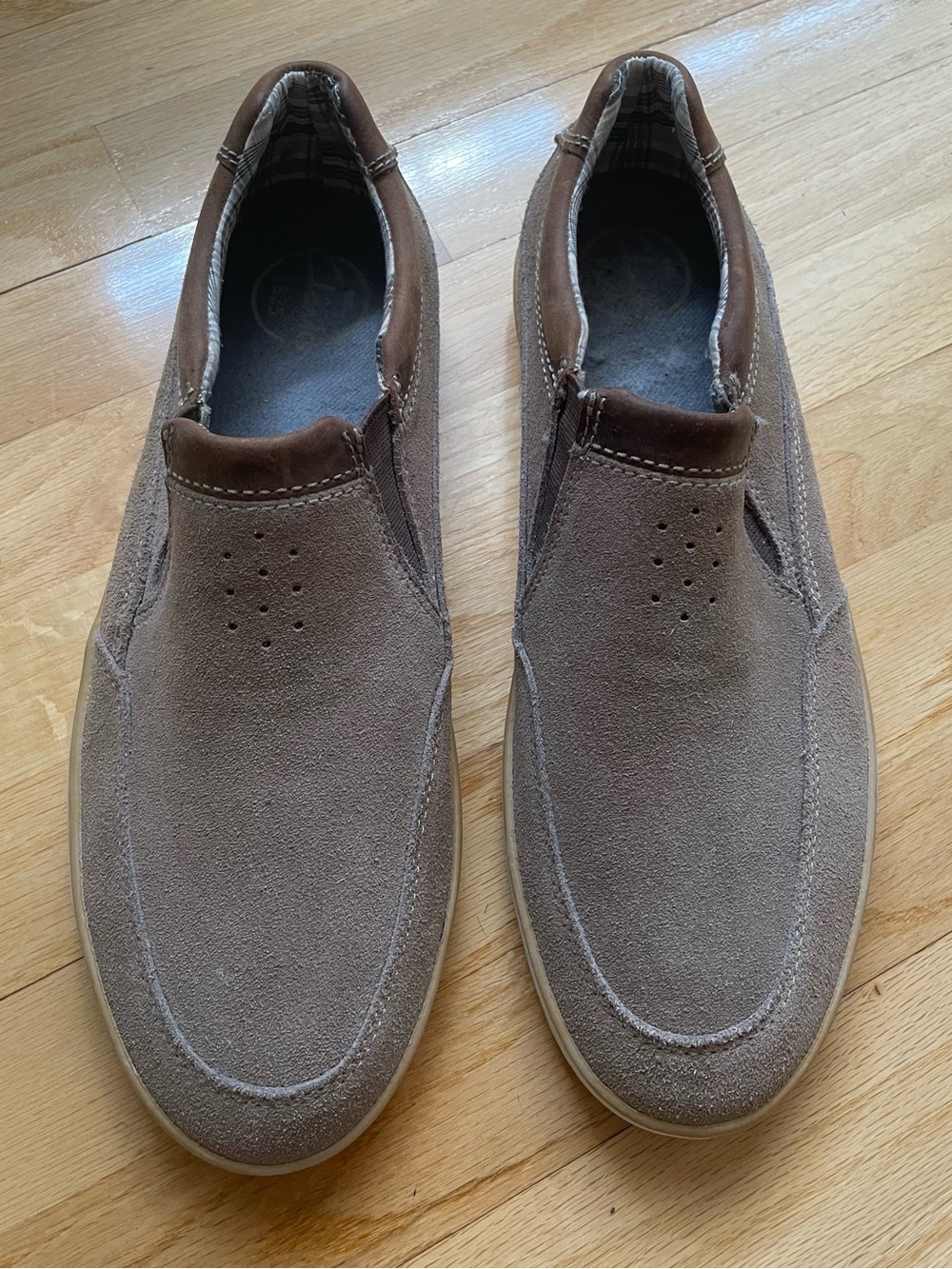 Men's Clarks Slip-On Suede Shoes 12M #63576 l - Taupe